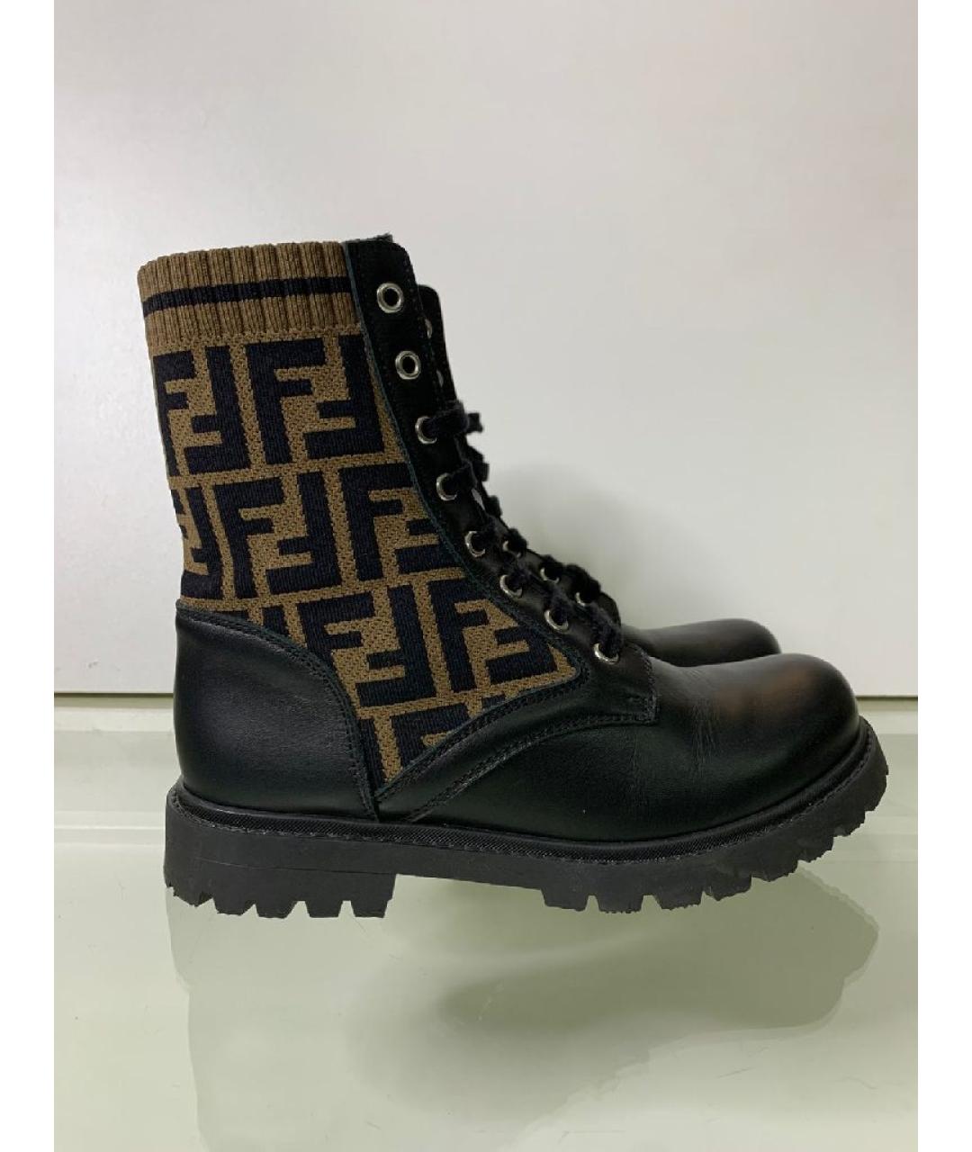 FENDI Черные кожаные ботинки, фото 9