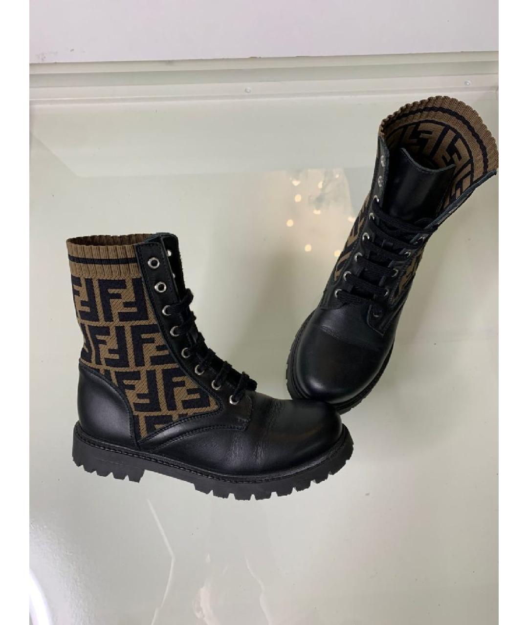 FENDI Черные кожаные ботинки, фото 8