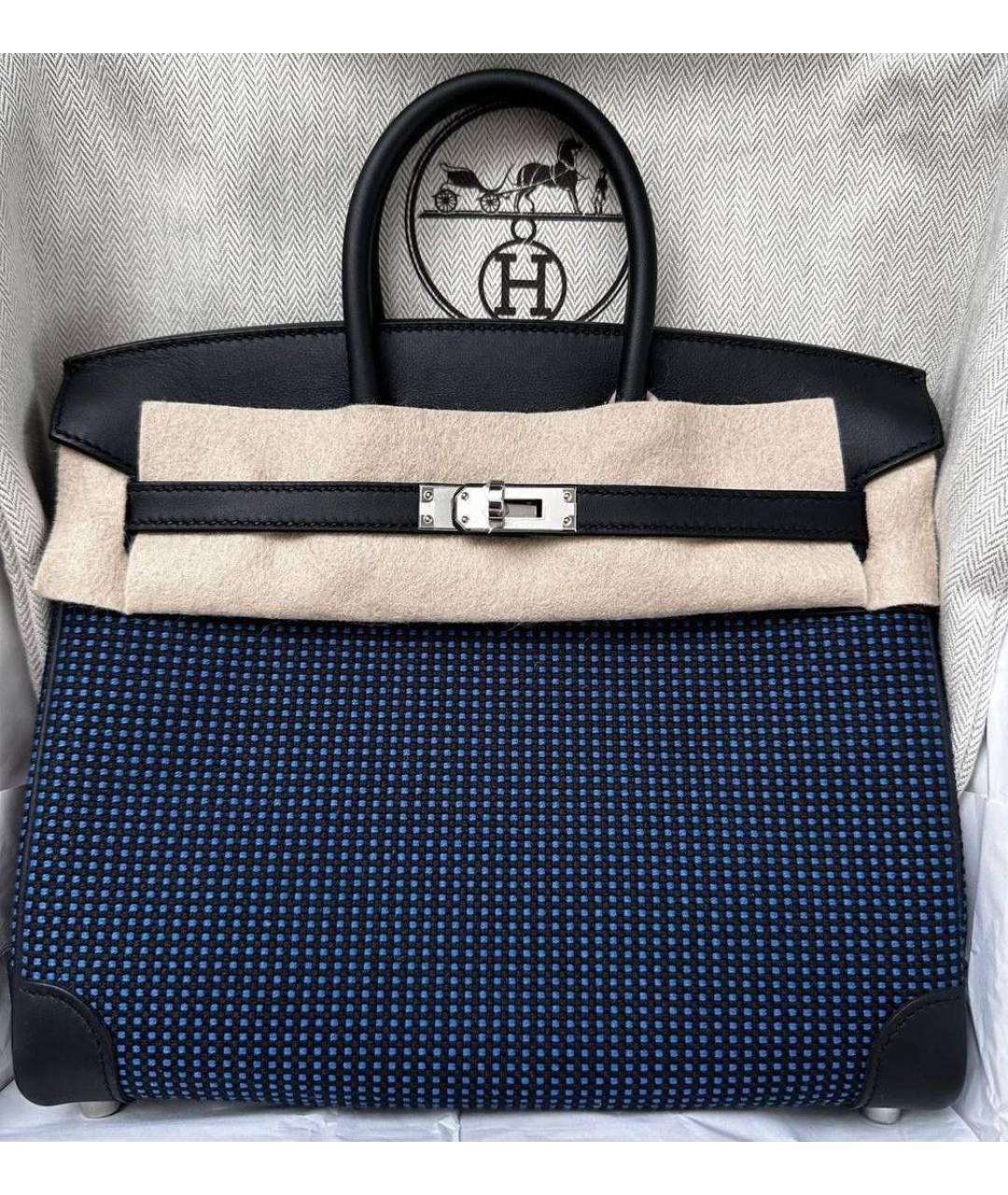 HERMES Синяя кожаная сумка с короткими ручками, фото 2