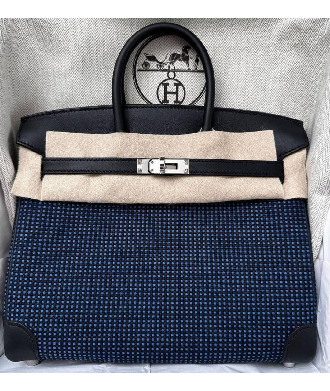 HERMES Синяя кожаная сумка с короткими ручками, фото 3