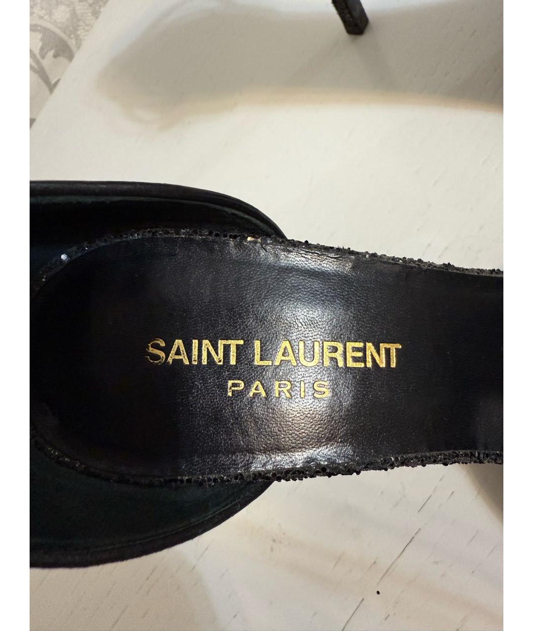 SAINT LAURENT Черные кожаные босоножки, фото 7