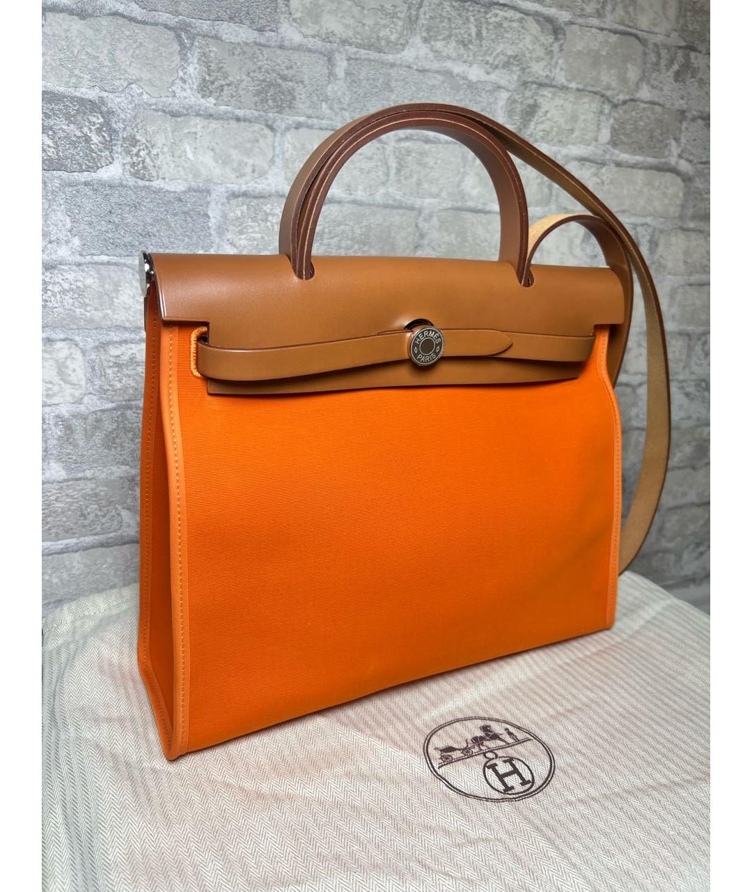 HERMES Оранжевая кожаная сумка через плечо, фото 2