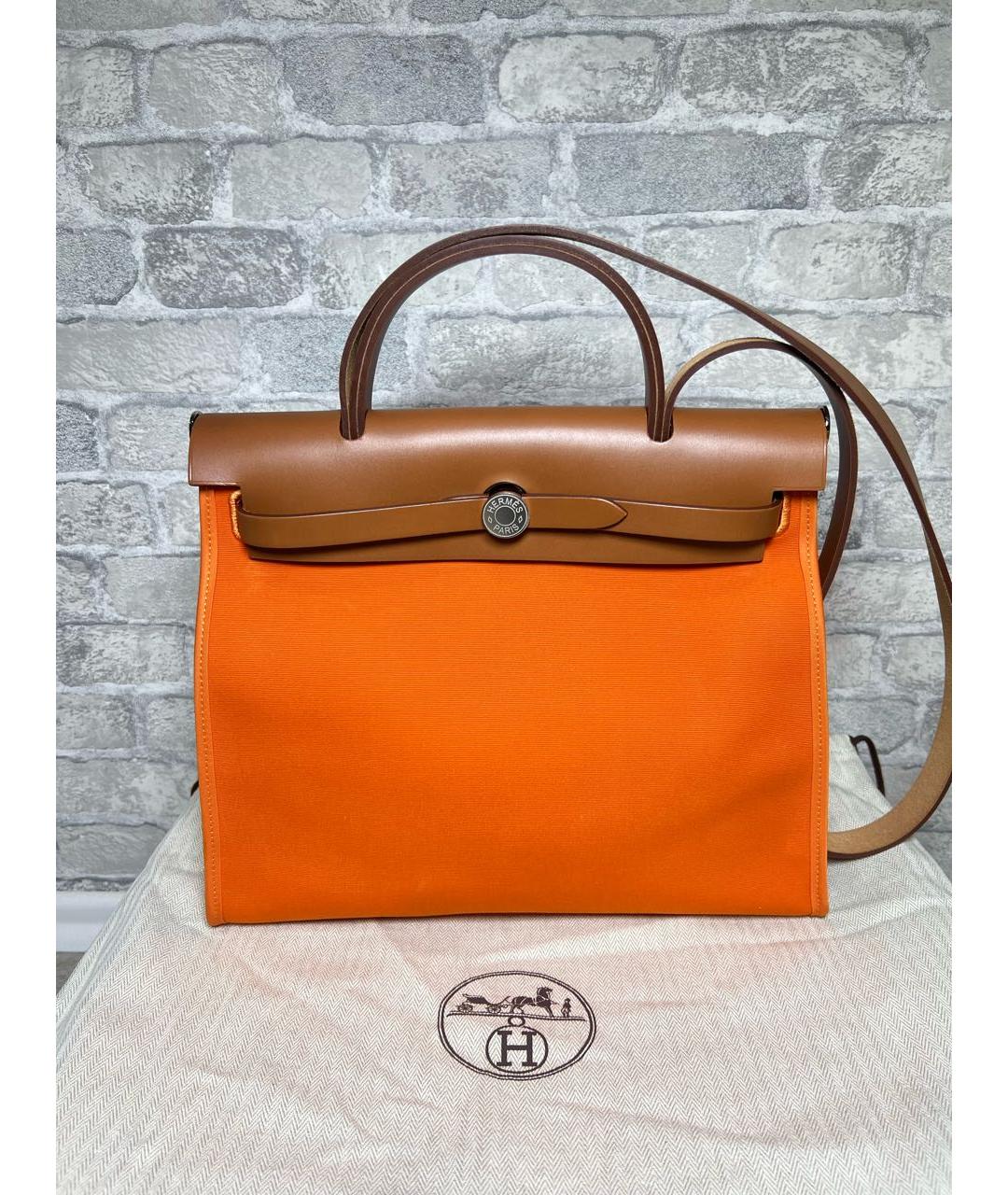 HERMES Оранжевая кожаная сумка через плечо, фото 9