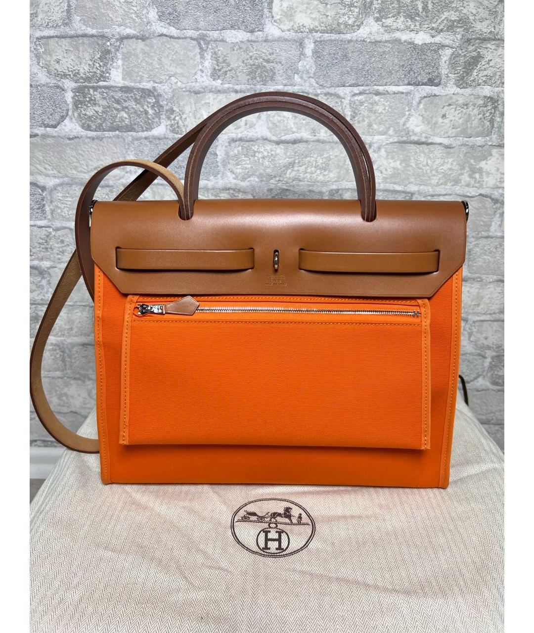 HERMES Оранжевая кожаная сумка через плечо, фото 3