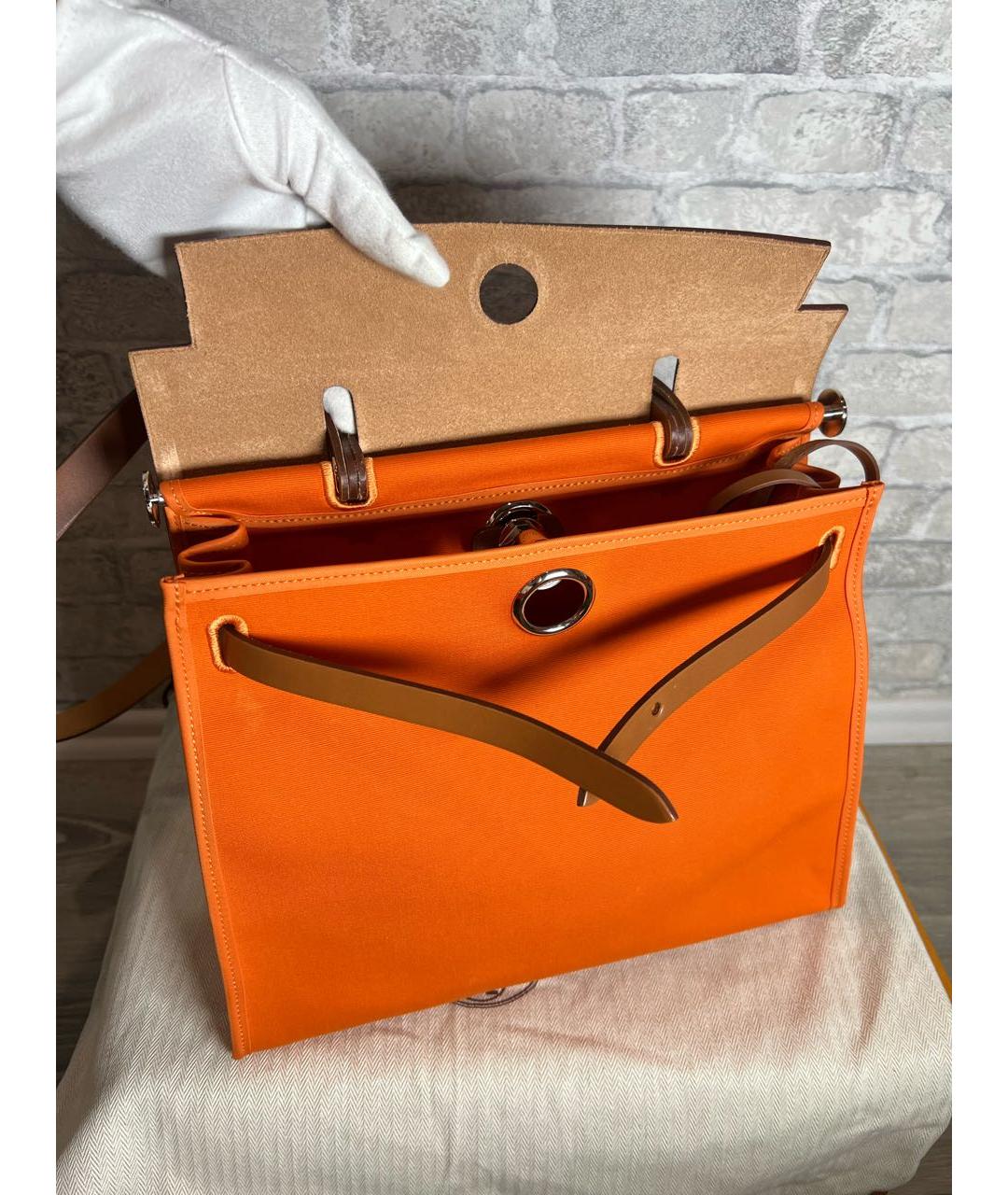 HERMES Оранжевая кожаная сумка через плечо, фото 7