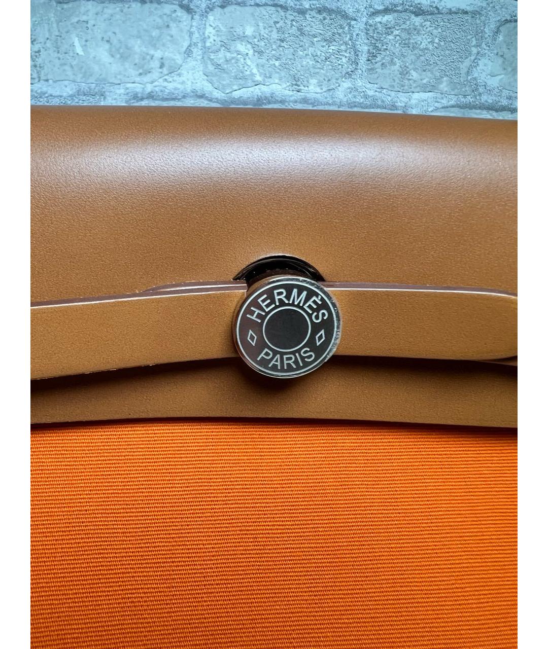 HERMES Оранжевая кожаная сумка через плечо, фото 4