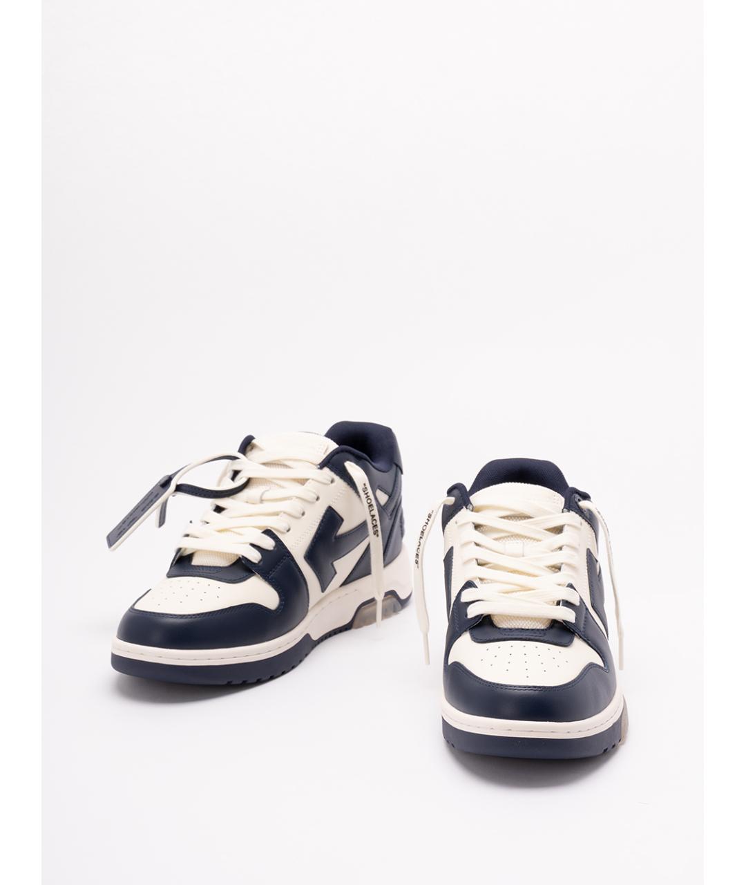 OFF-WHITE Темно-синие кожаные низкие кроссовки / кеды, фото 2