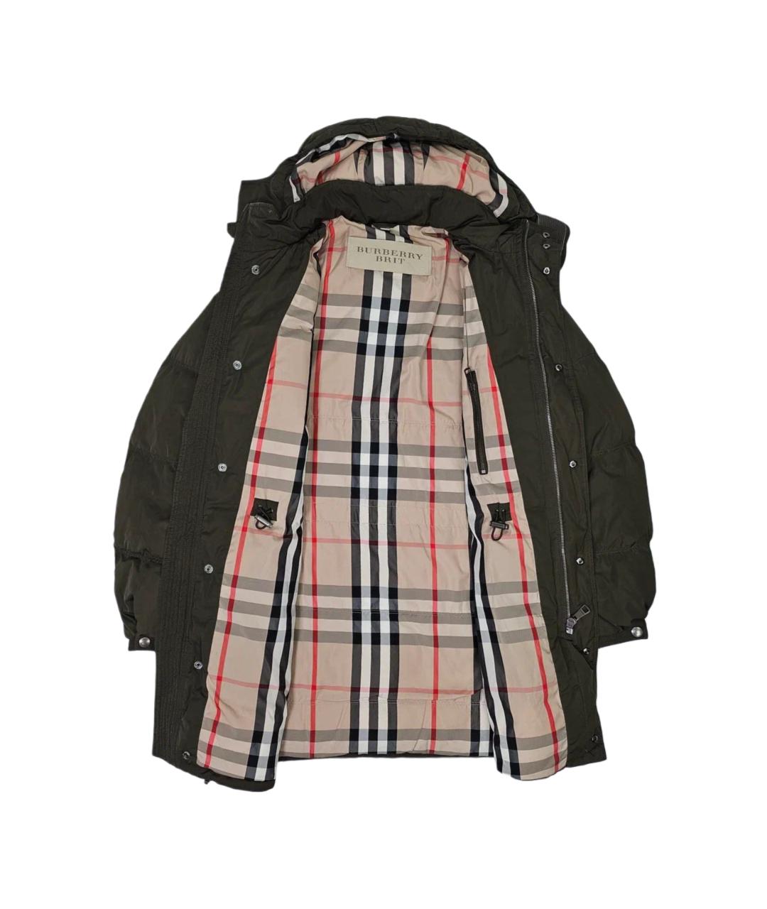 BURBERRY Зеленый полиэстеровый пуховик, фото 3