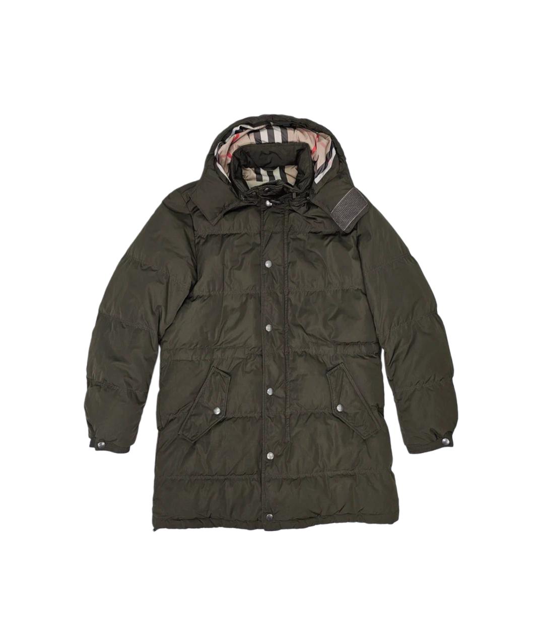 BURBERRY Зеленый полиэстеровый пуховик, фото 1