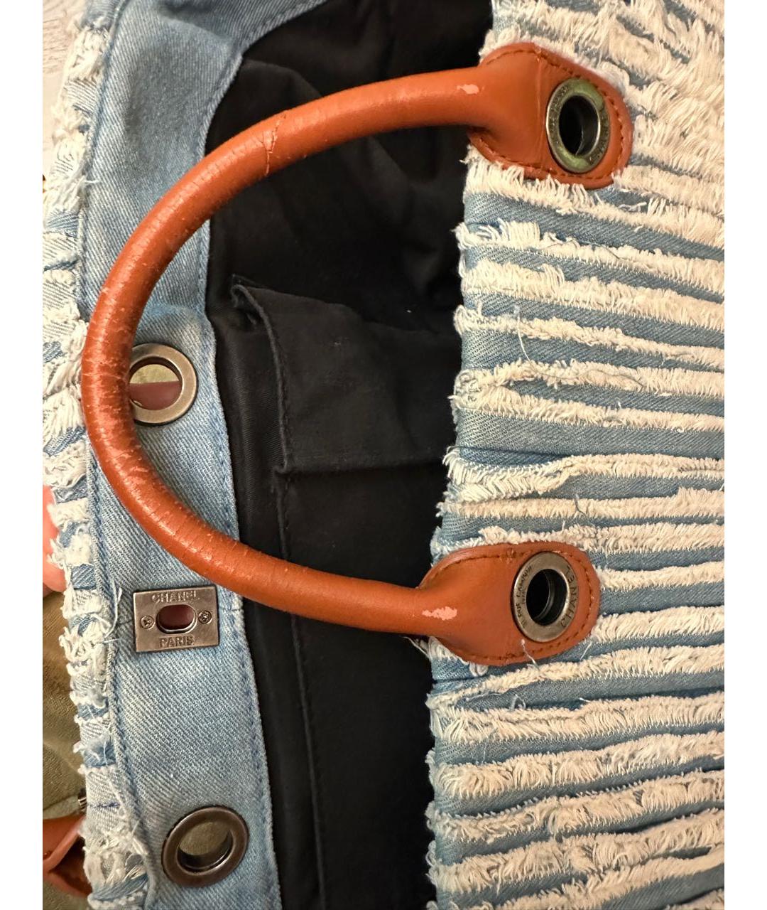 CHANEL Голубая деним сумка тоут, фото 4