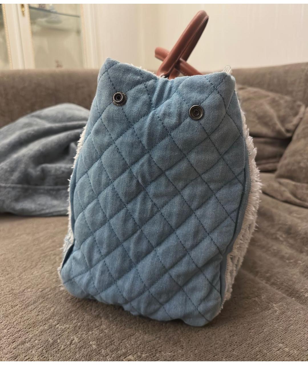 CHANEL Голубая деним сумка тоут, фото 3