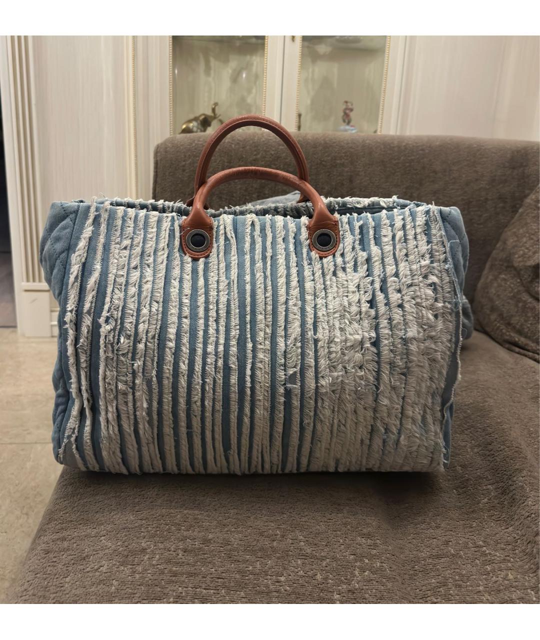 CHANEL Голубая деним сумка тоут, фото 2