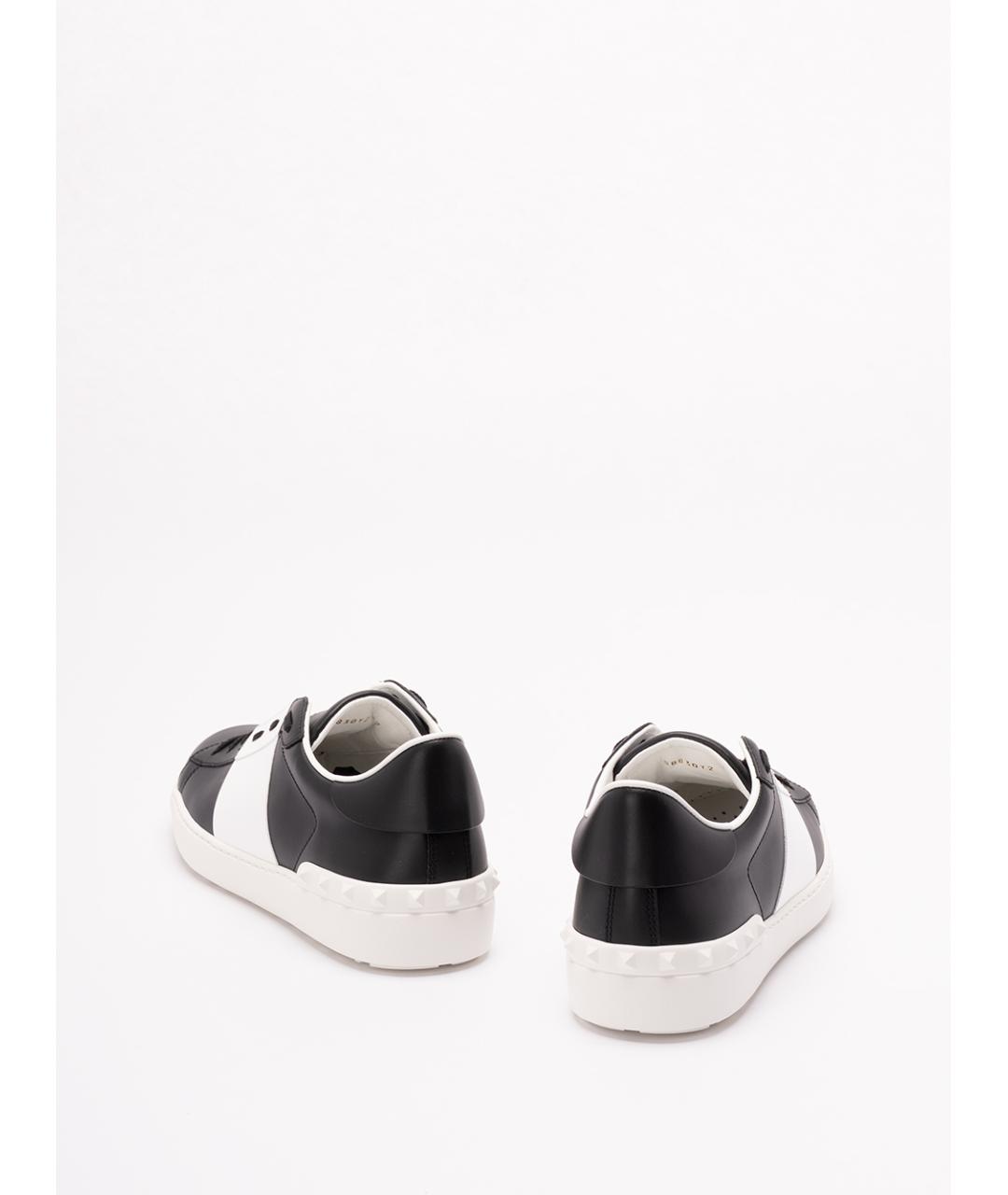 VALENTINO Черные кожаные низкие кроссовки / кеды, фото 3