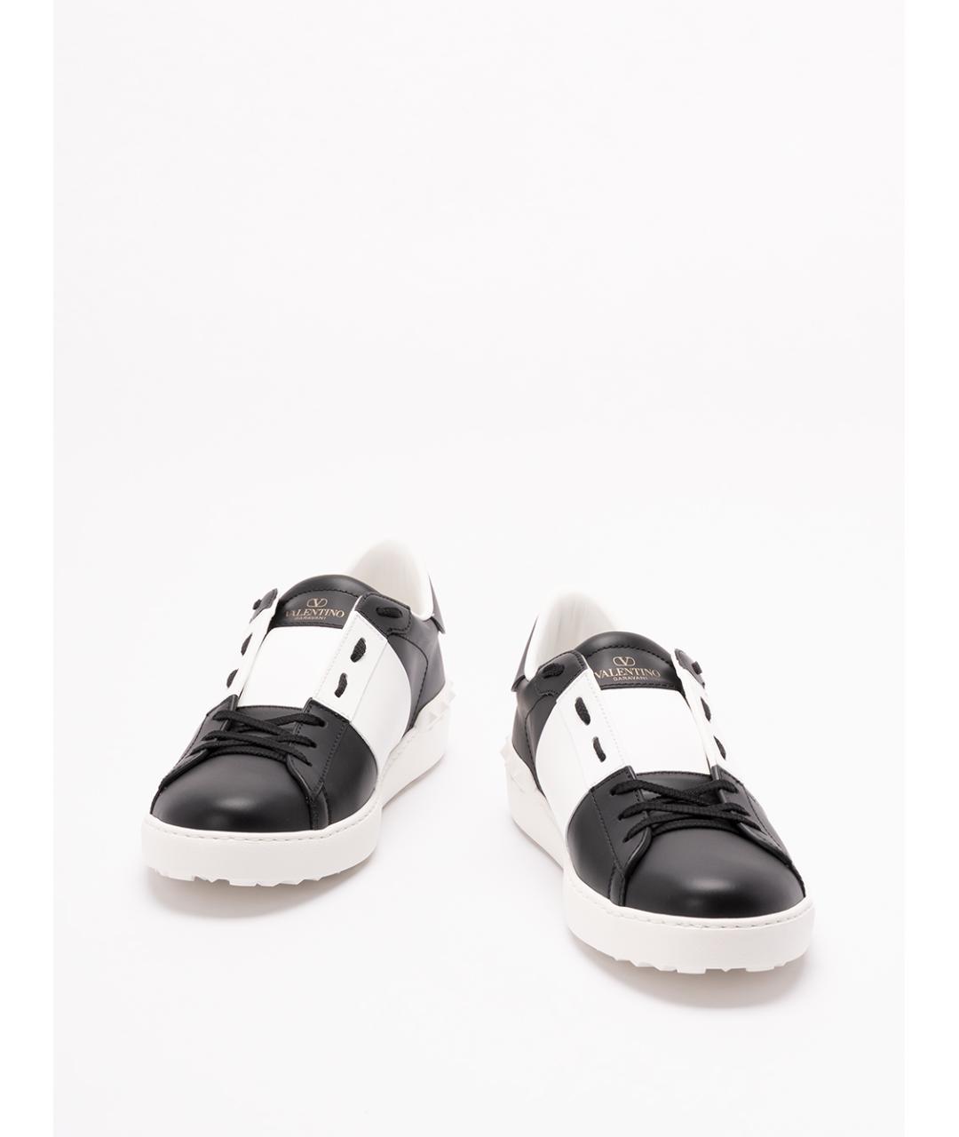 VALENTINO Черные кожаные низкие кроссовки / кеды, фото 2