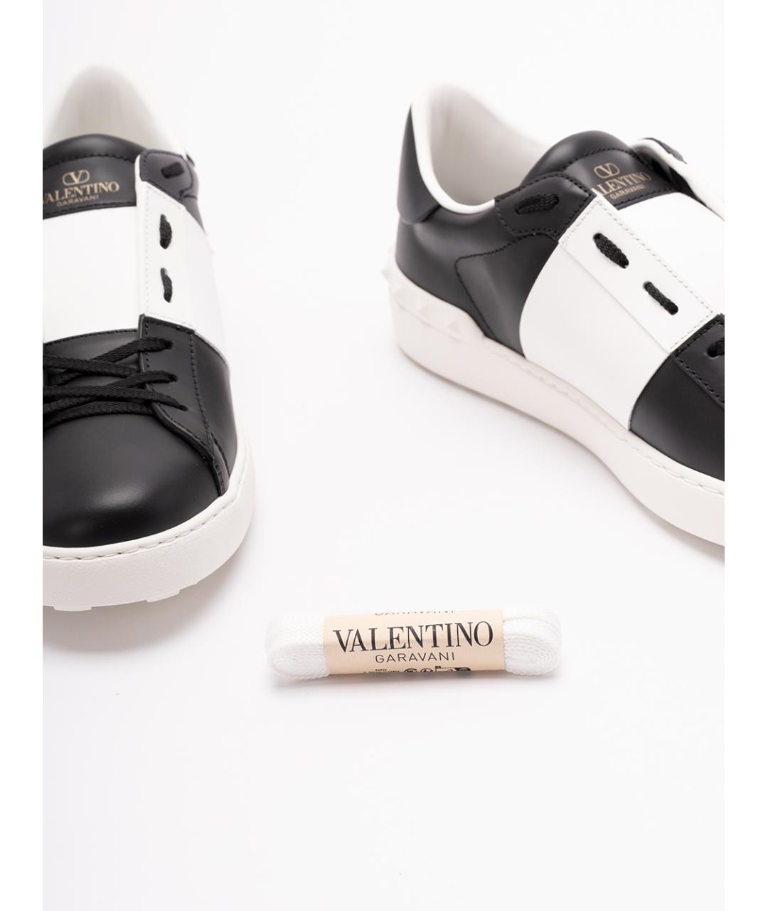 VALENTINO Черные кожаные низкие кроссовки / кеды, фото 5