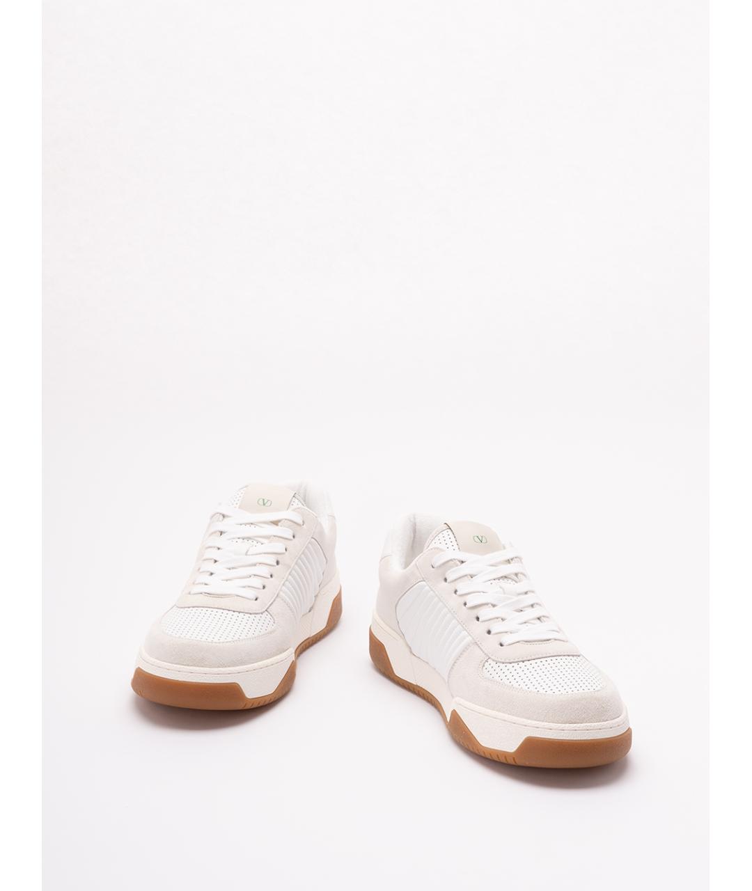 VALENTINO Белые кожаные низкие кроссовки / кеды, фото 2