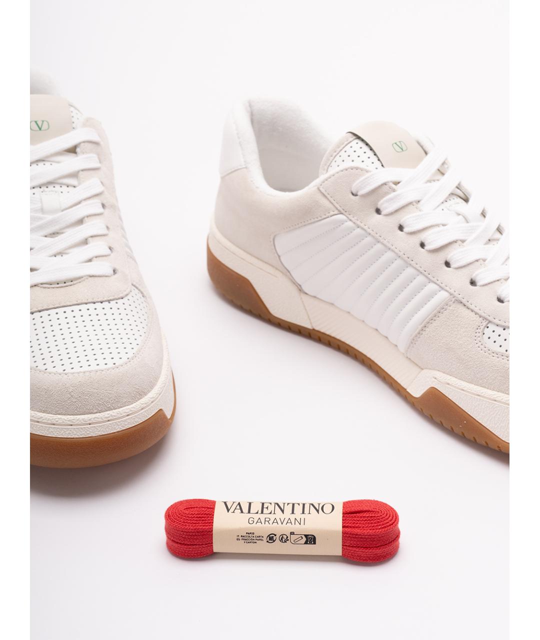 VALENTINO Белые кожаные низкие кроссовки / кеды, фото 5