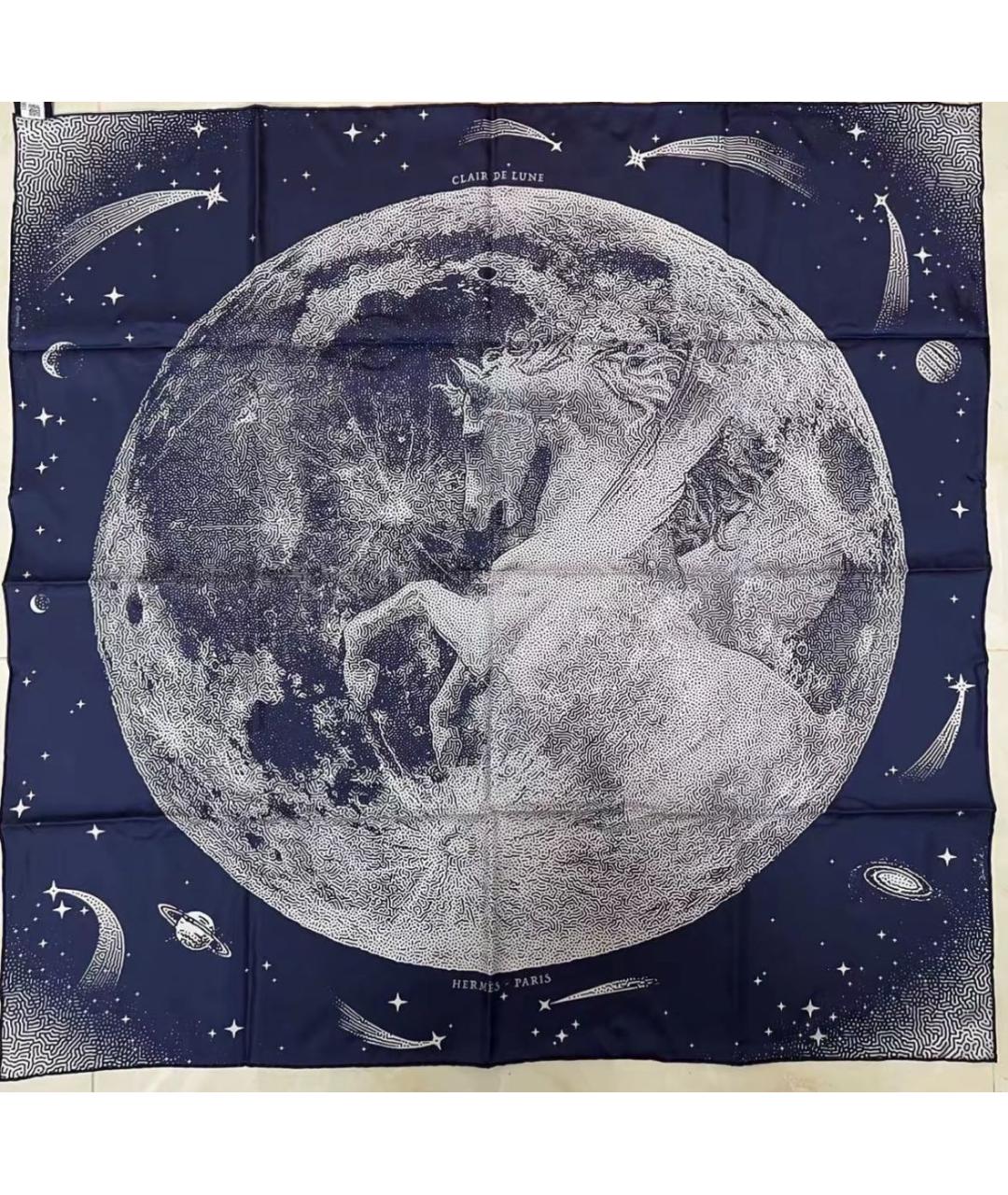 HERMES Темно-синий шелковый платок, фото 2