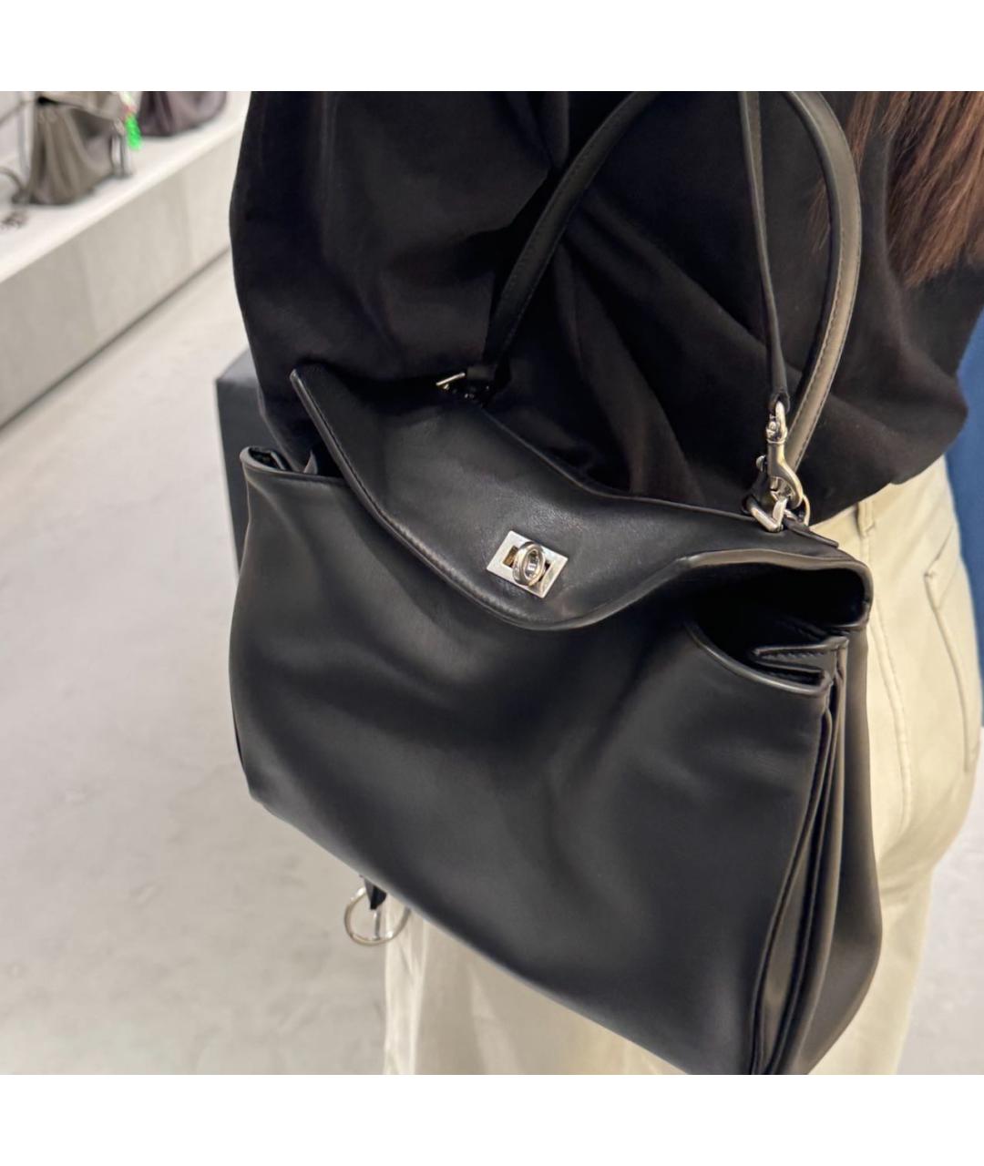 BALENCIAGA Черная кожаная сумка с короткими ручками, фото 6