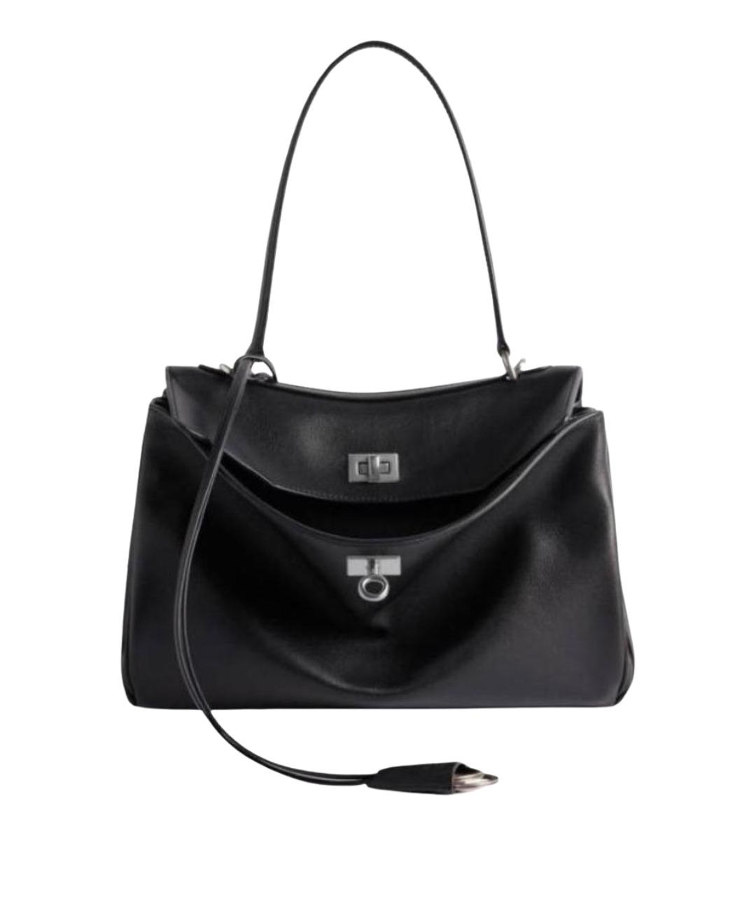 BALENCIAGA Черная кожаная сумка с короткими ручками, фото 1