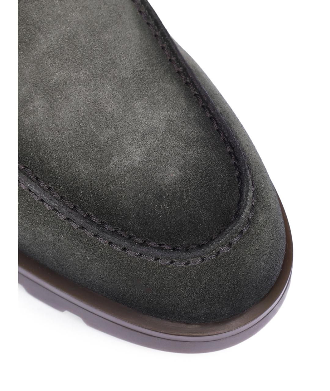 SANTONI Зеленые замшевые лоферы, фото 4
