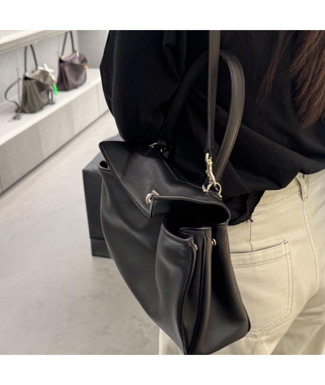 BALENCIAGA Черная кожаная сумка с короткими ручками, фото 3