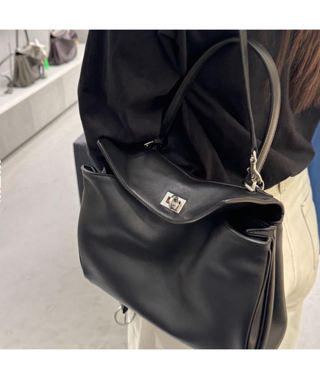 BALENCIAGA Черная кожаная сумка с короткими ручками, фото 2