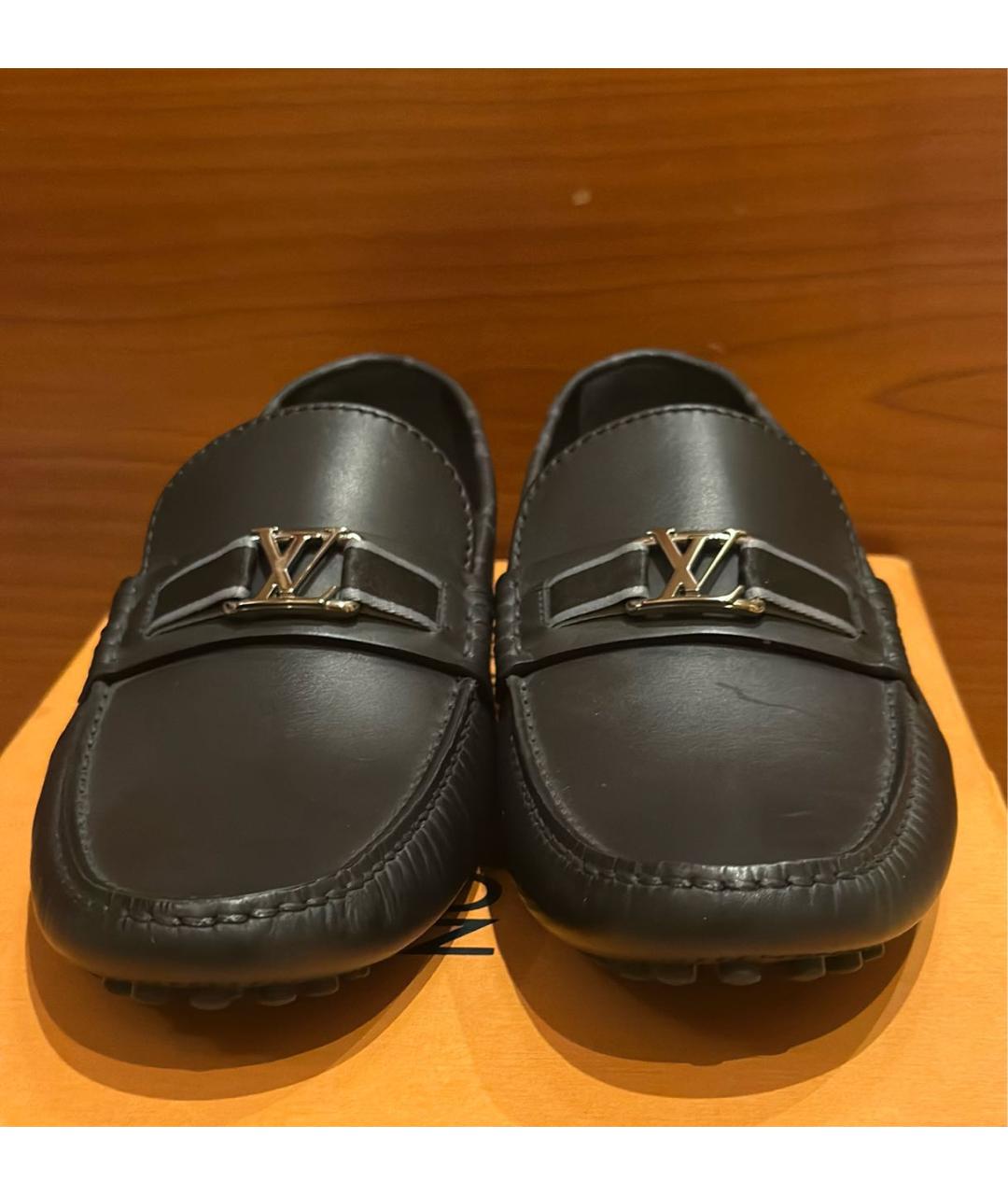 LOUIS VUITTON Темно-синие кожаные мокасины, фото 2