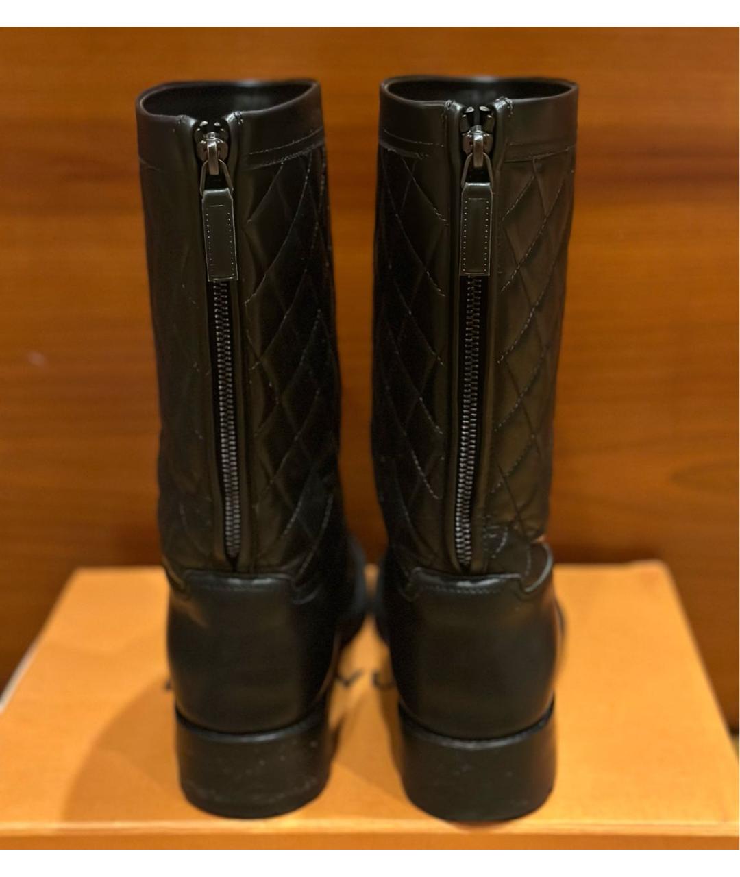CHANEL Черные кожаные сапоги, фото 4