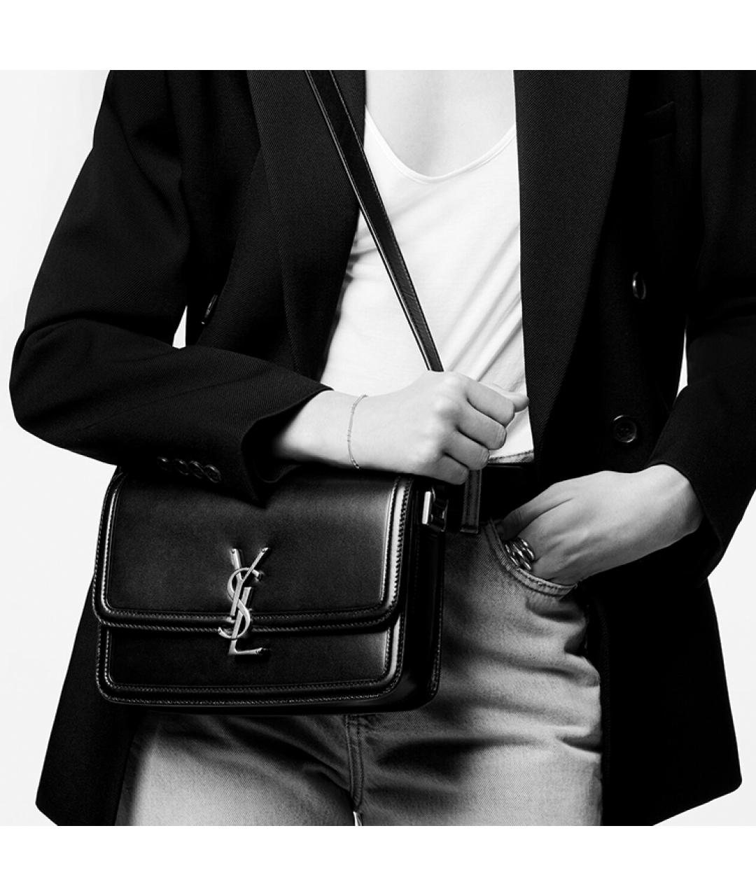 SAINT LAURENT Черная кожаная сумка через плечо, фото 9