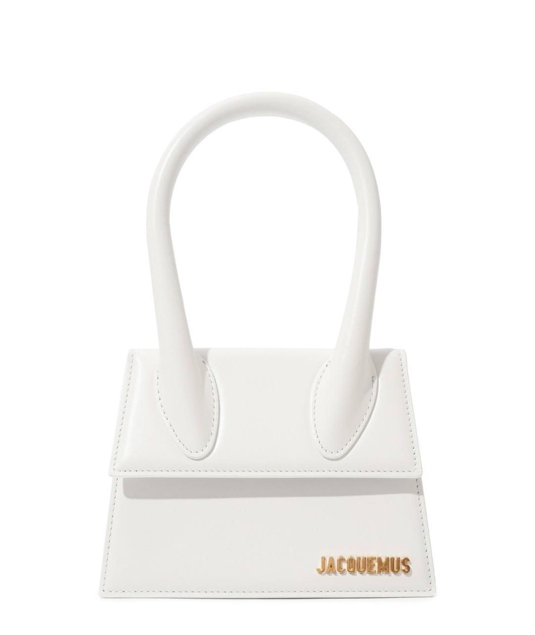 JACQUEMUS Белая кожаная сумка с короткими ручками, фото 1