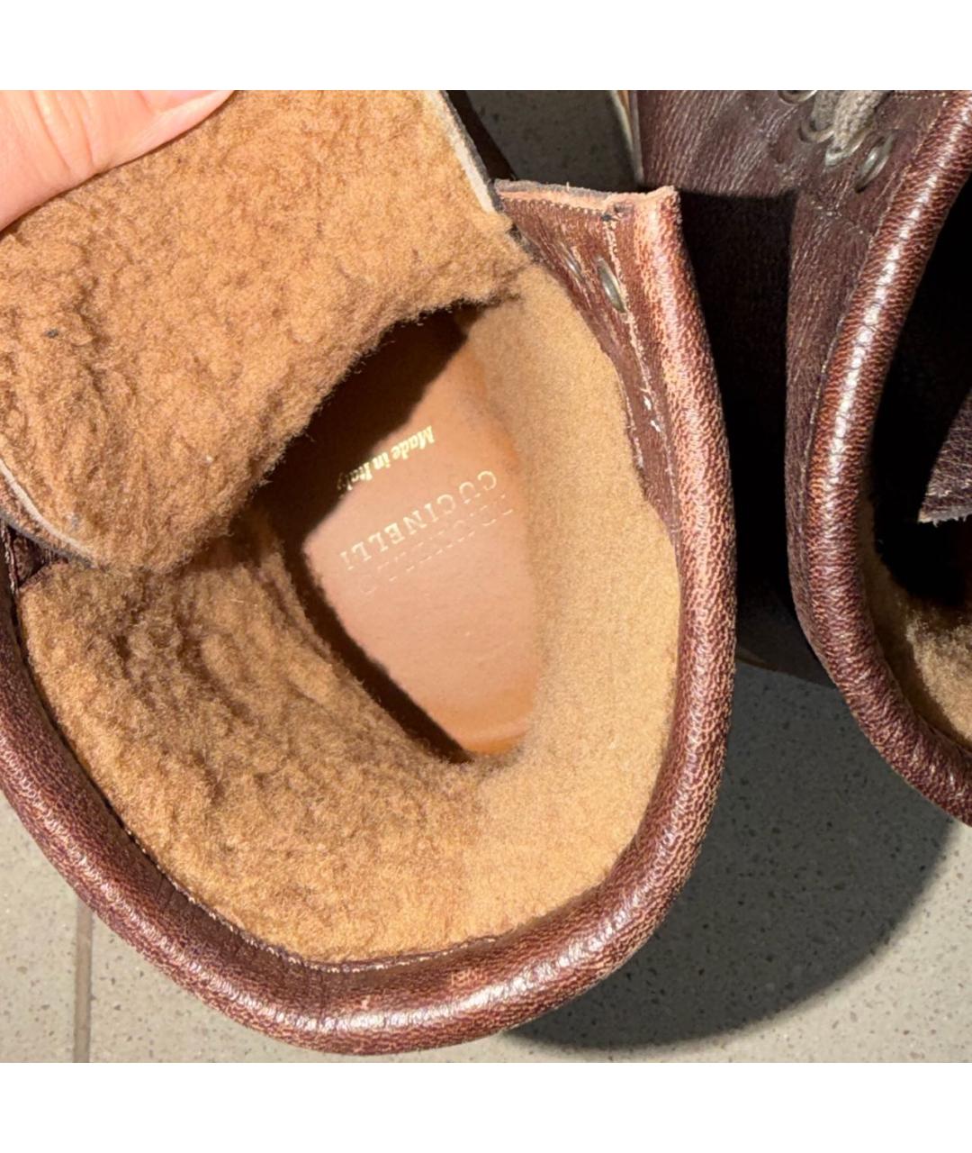 BRUNELLO CUCINELLI Коричневые кожаные высокие ботинки, фото 5