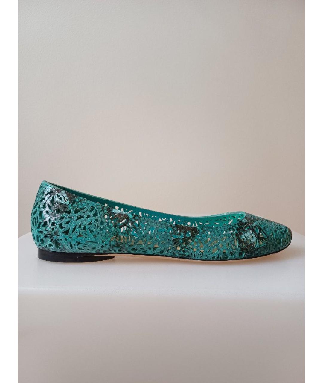 EMILIO PUCCI Бирюзовые кожаные балетки, фото 9