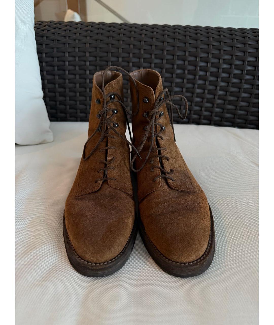 BRUNELLO CUCINELLI Коричневые замшевые высокие ботинки, фото 2