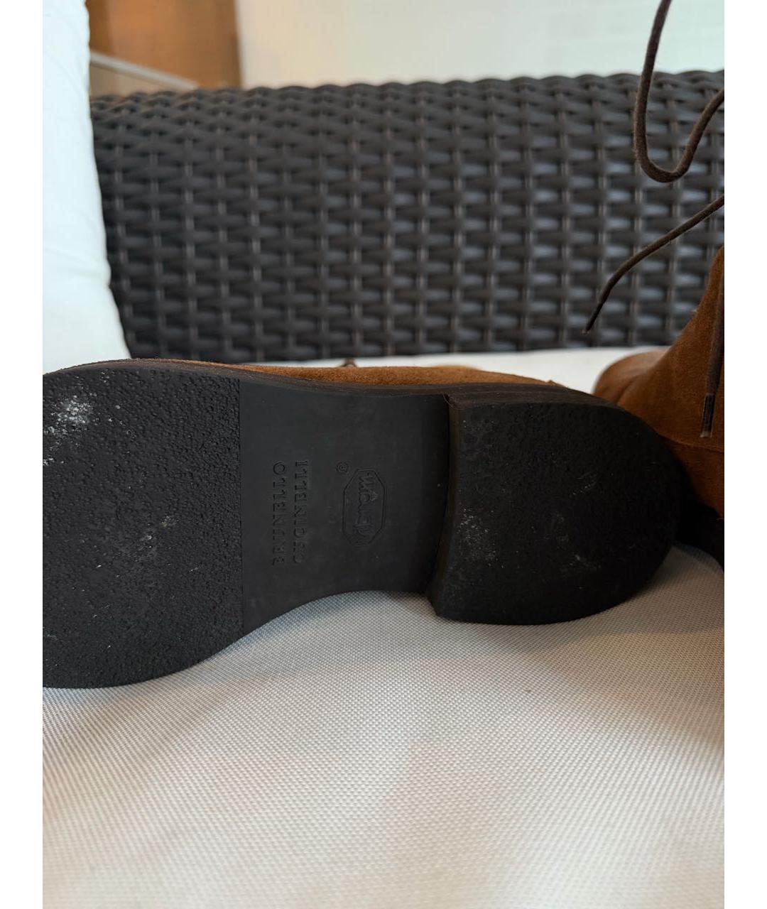 BRUNELLO CUCINELLI Коричневые замшевые высокие ботинки, фото 4