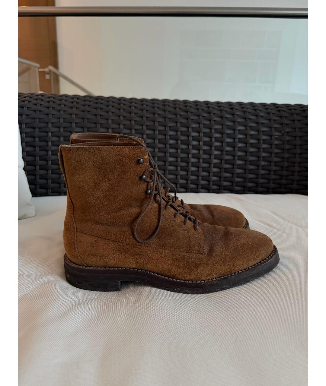 BRUNELLO CUCINELLI Коричневые замшевые высокие ботинки, фото 5