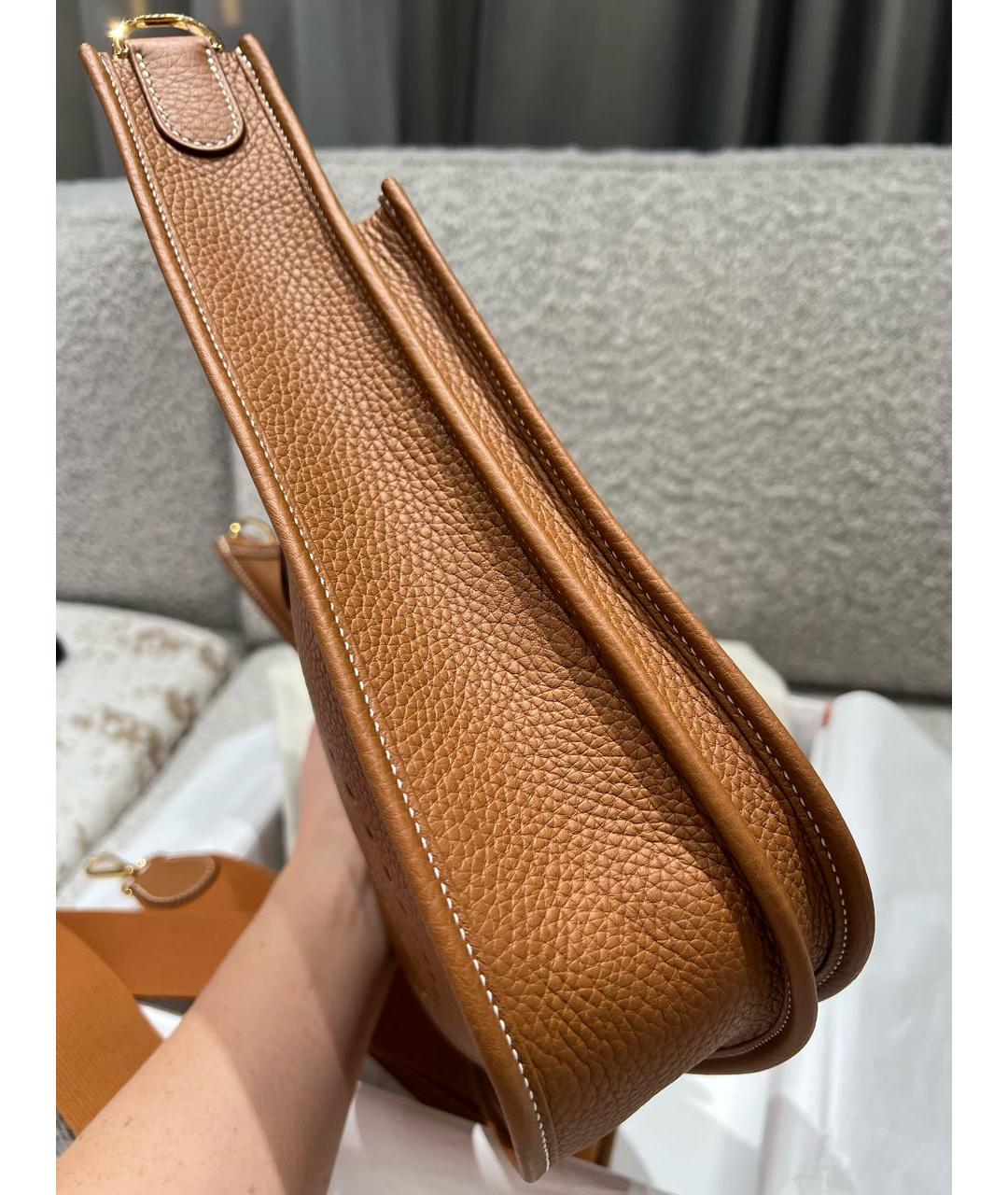 HERMES Коричневая кожаная сумка через плечо, фото 5