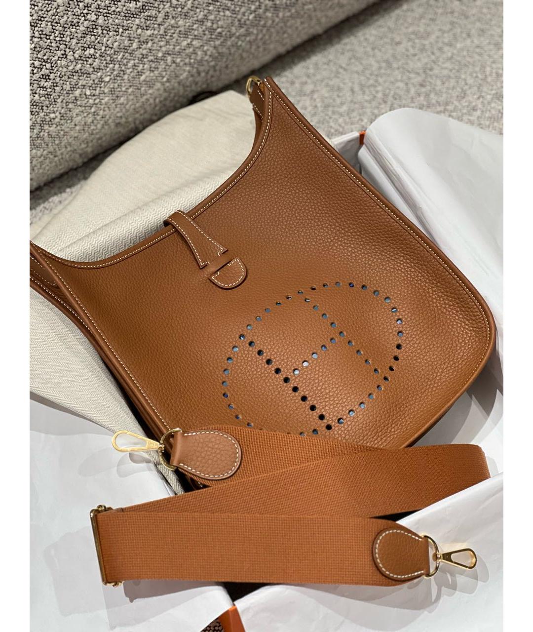 HERMES Коричневая кожаная сумка через плечо, фото 6