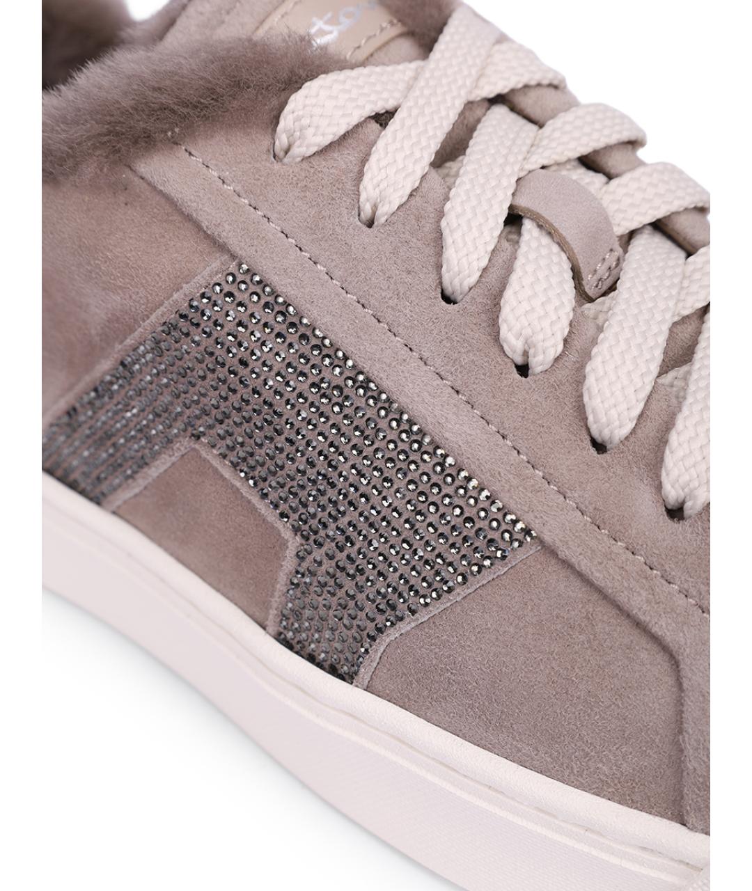 SANTONI Бежевые нубуковые кеды, фото 4