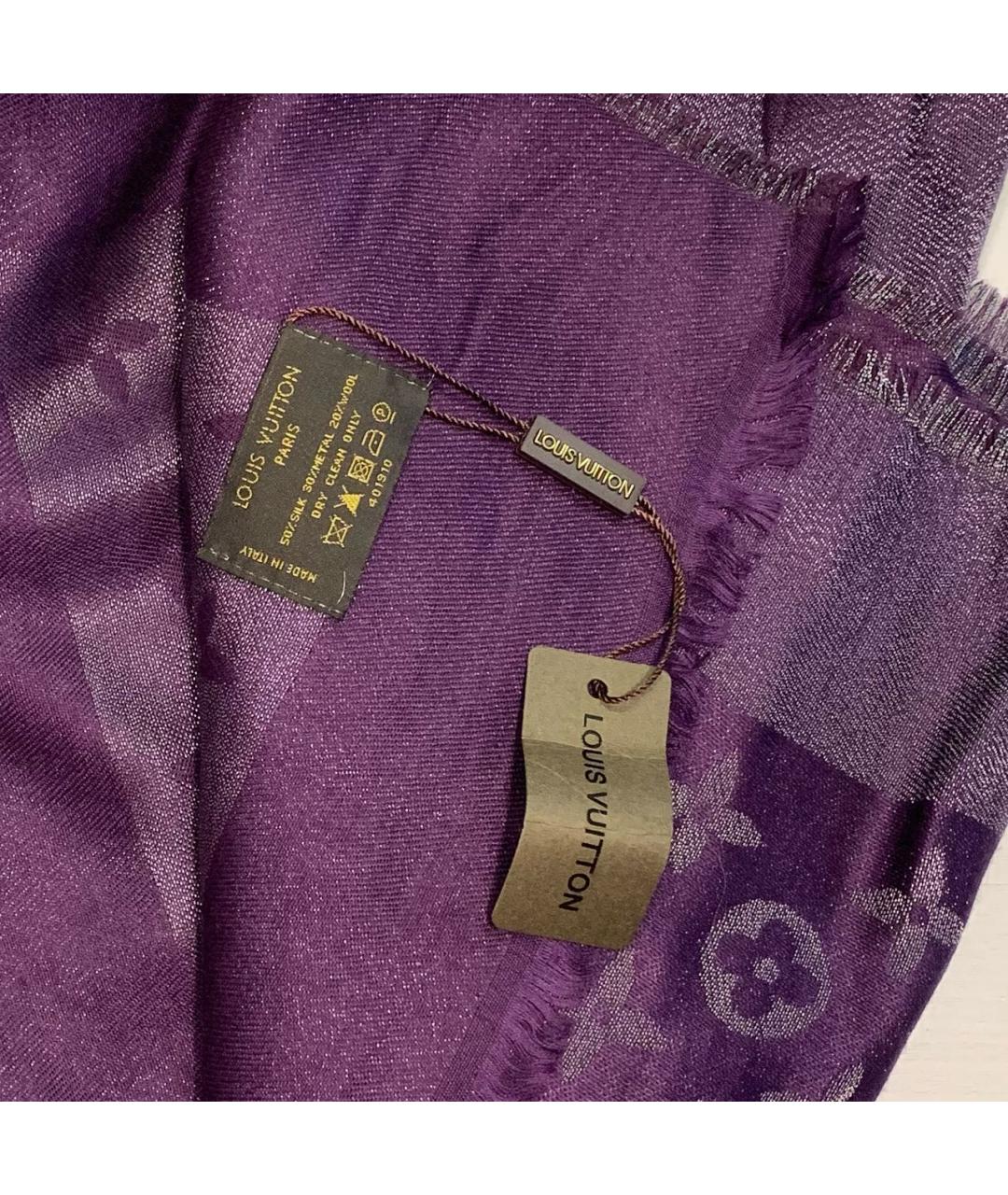 LOUIS VUITTON Фиолетовый шелковый платок, фото 3