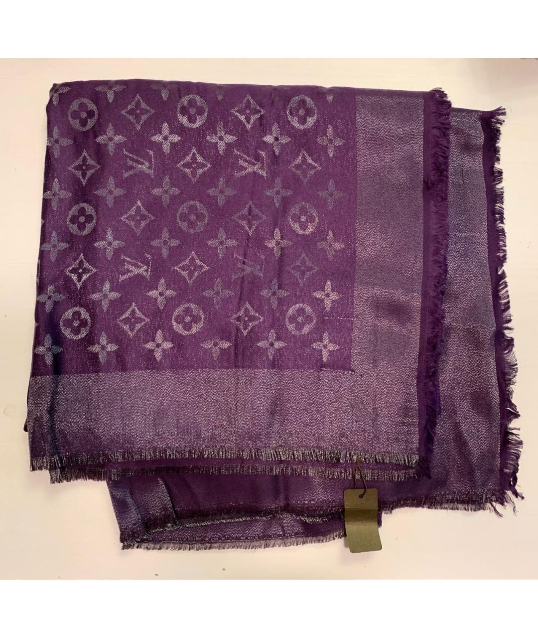 LOUIS VUITTON Фиолетовый шелковый платок, фото 4