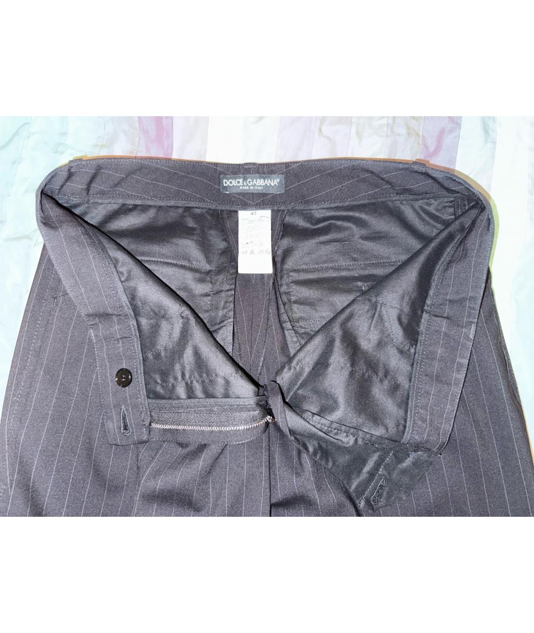 DOLCE&GABBANA Черные шерстяные прямые брюки, фото 5