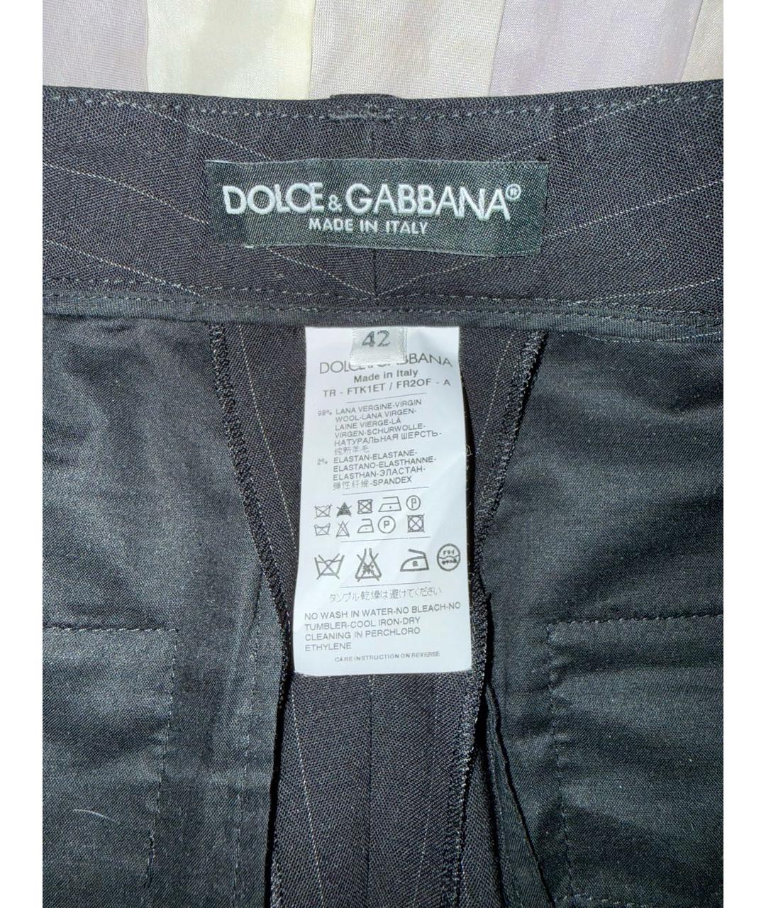 DOLCE&GABBANA Черные шерстяные прямые брюки, фото 4
