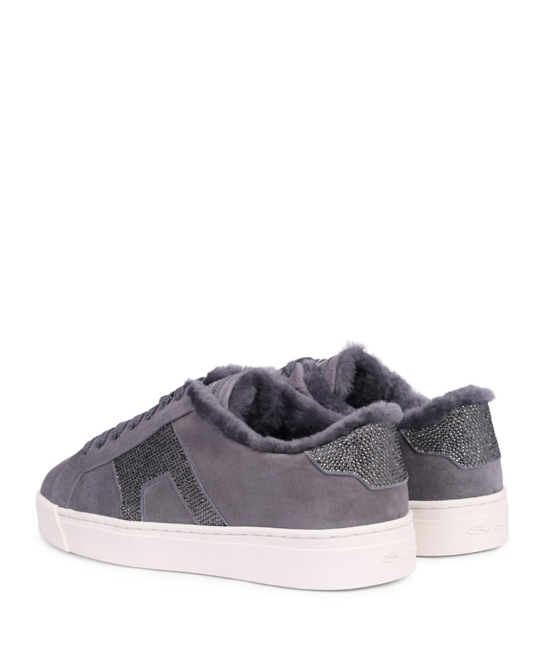 SANTONI Серые нубуковые кеды, фото 4