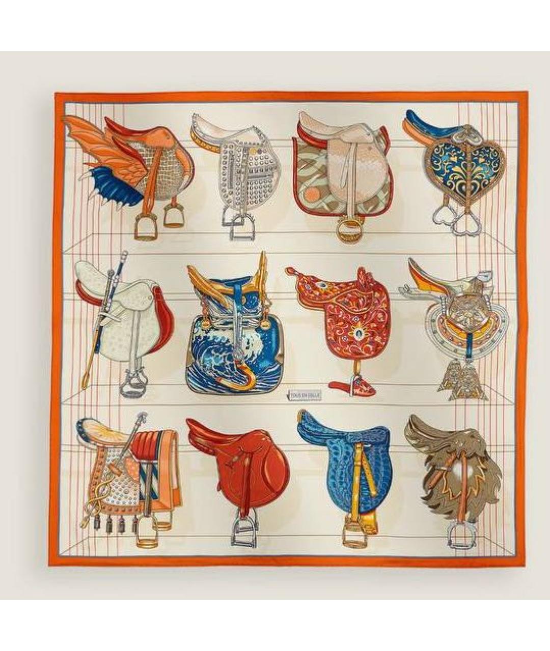 HERMES Мульти шелковый платок, фото 3