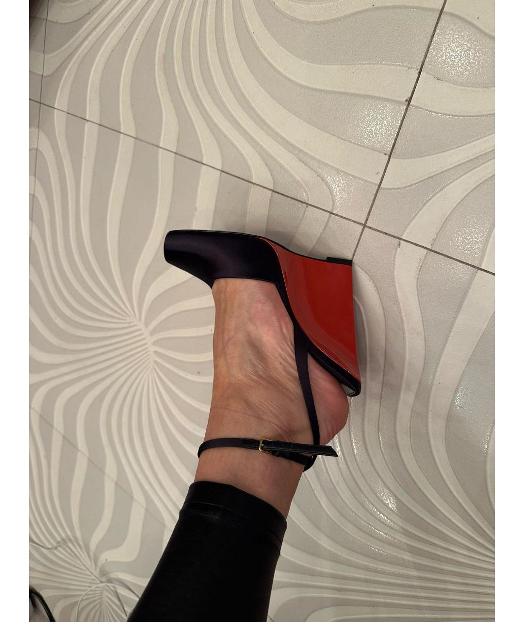 SAINT LAURENT Темно-синие текстильные туфли, фото 5