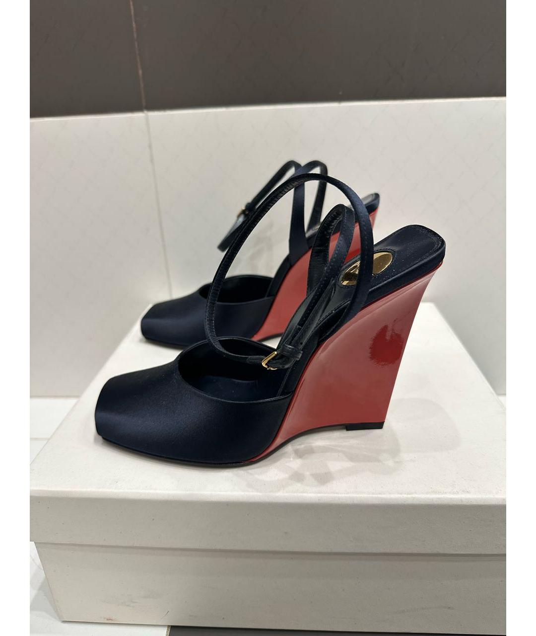 SAINT LAURENT Темно-синие текстильные туфли, фото 3