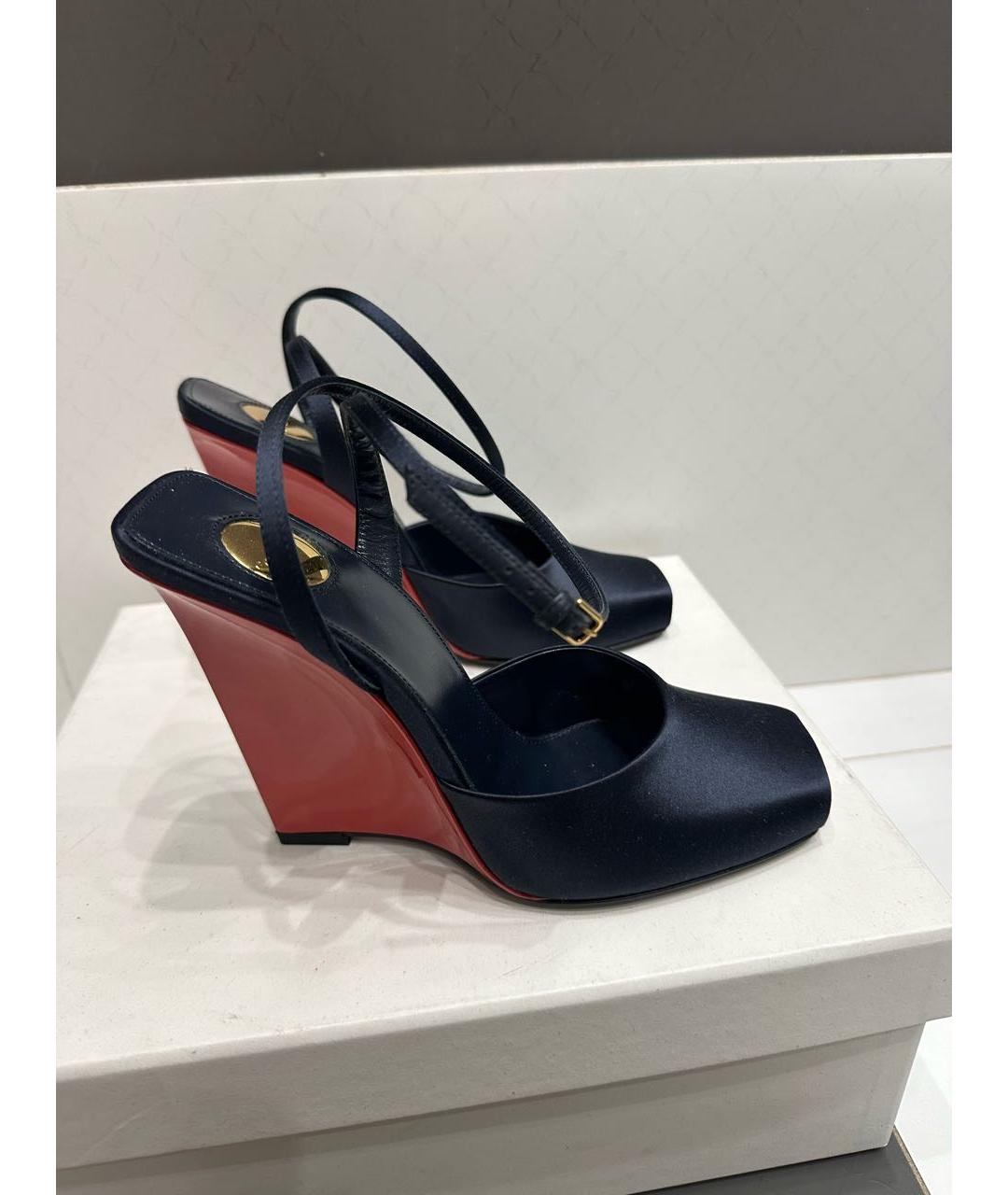 SAINT LAURENT Темно-синие текстильные туфли, фото 6