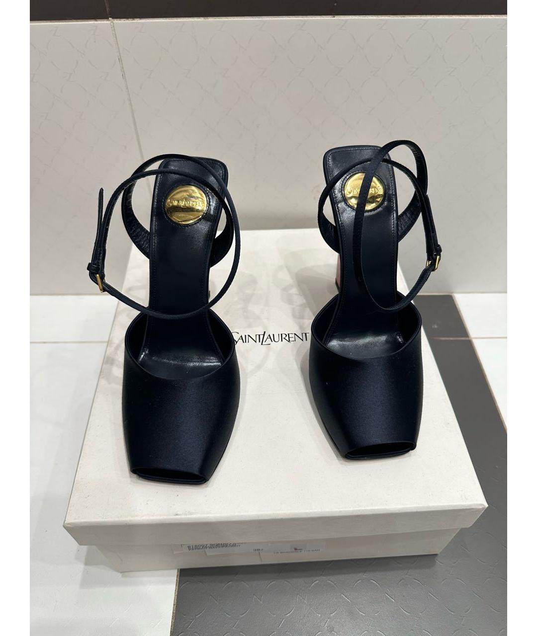 SAINT LAURENT Темно-синие текстильные туфли, фото 2