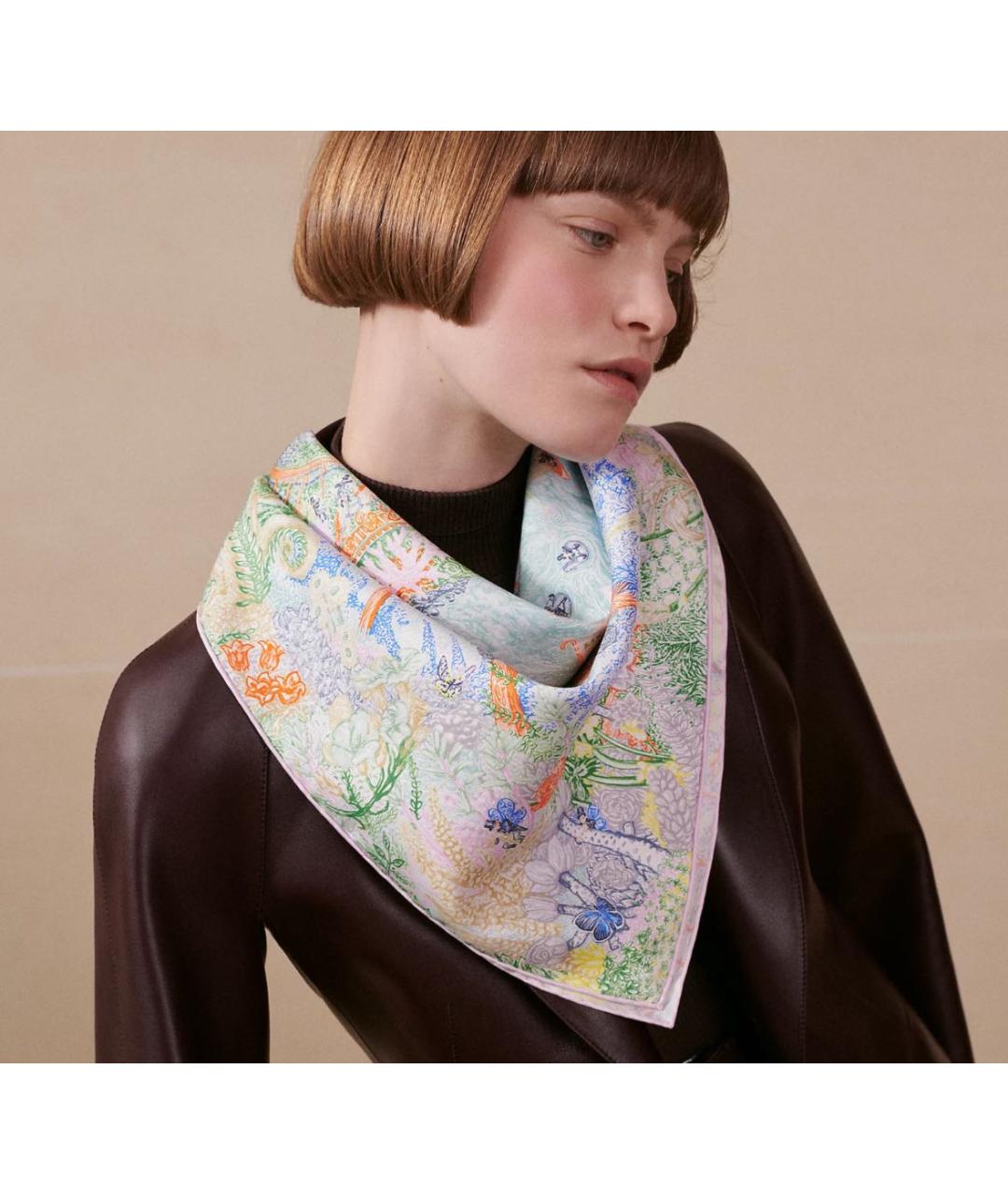 HERMES Мульти шелковый платок, фото 2